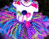 Candy Store LolliPOP Birthday Petti Tutu Outfit....Hot Pink, Turquoise, Purple, Lime..Tutu,Top, Bow...3m-24m