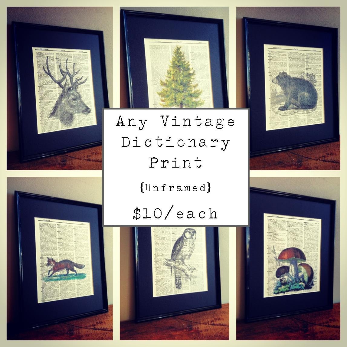 Any Vintage Dictionary Book Page Print - Unframed