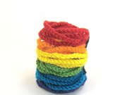 ROYGBIV Rainbow Waldorf Style Crochet Multistrand Bracelet Fits child to adult Rainbow Teaching Toy
