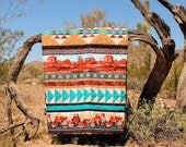 Monument Valley Lap Quilt, Southwest Pottery in Turquoise and Brown