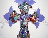 OOAK Wooden Stacked Jewel Wall Cross