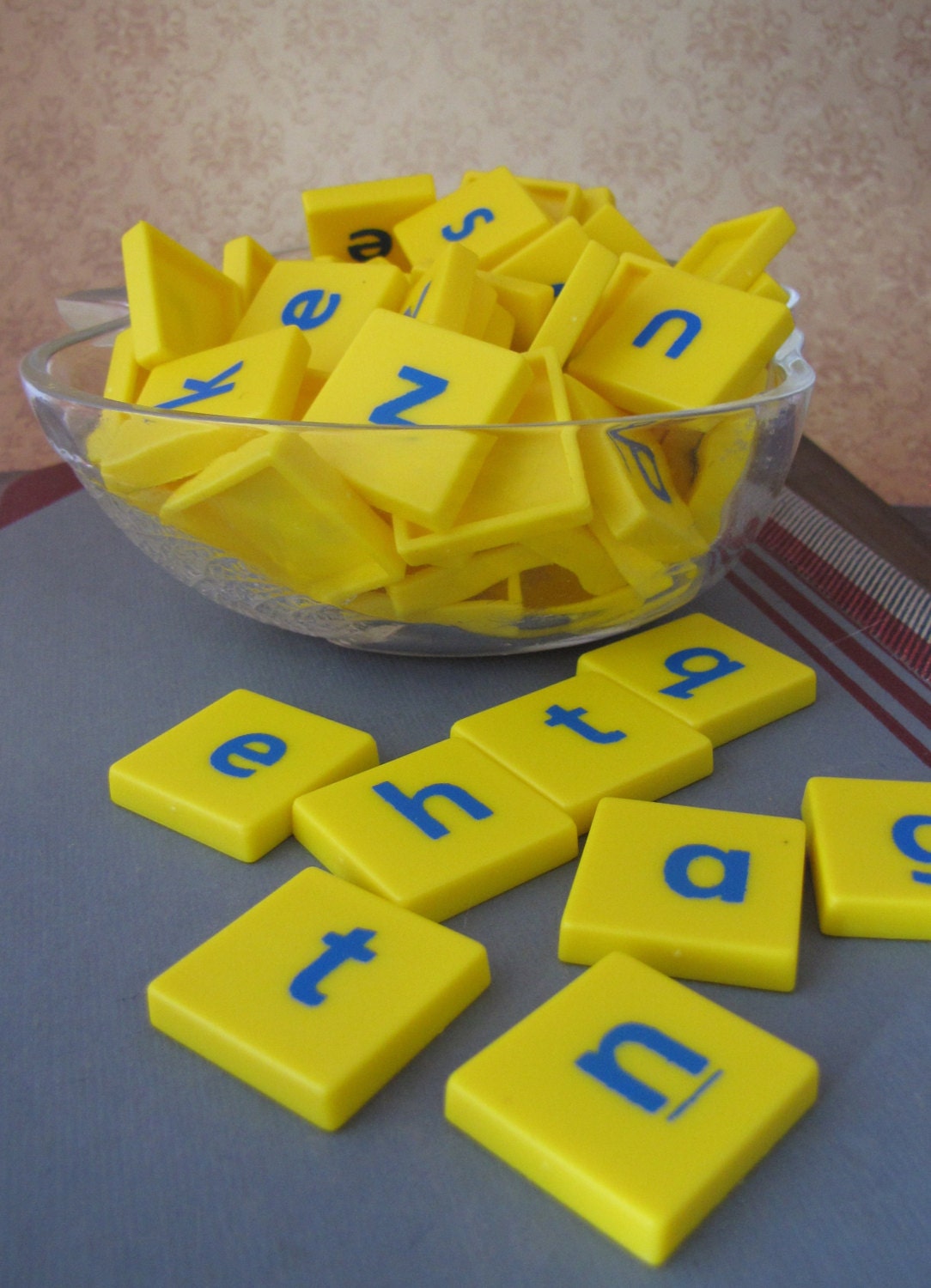 Fantastic Lot of Yellow Letter Game Tiles Like Scrabble for Altered Arts Mixed Media Collage DESTASH