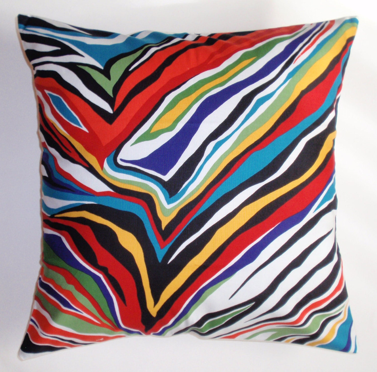 Throw Pillow Cover - 16x16"  sewn with Alexander Henry's Masara in Bright from the Exotica Collection - Zebra Print Throw Pillow Cover