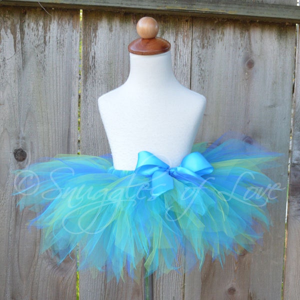 Caribbean Blue Tutu - Turquoise Blue, Lime Green, Teal - CUSTOM TUTU - Girls Birthday Tutu - Sizes 0-6mos or 6-12mos