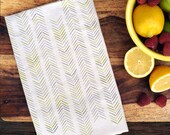 Kitchen Tea Towel Chevron Herringbone - Organic Eco Cotton Flour Sack Screenprinted Pattern