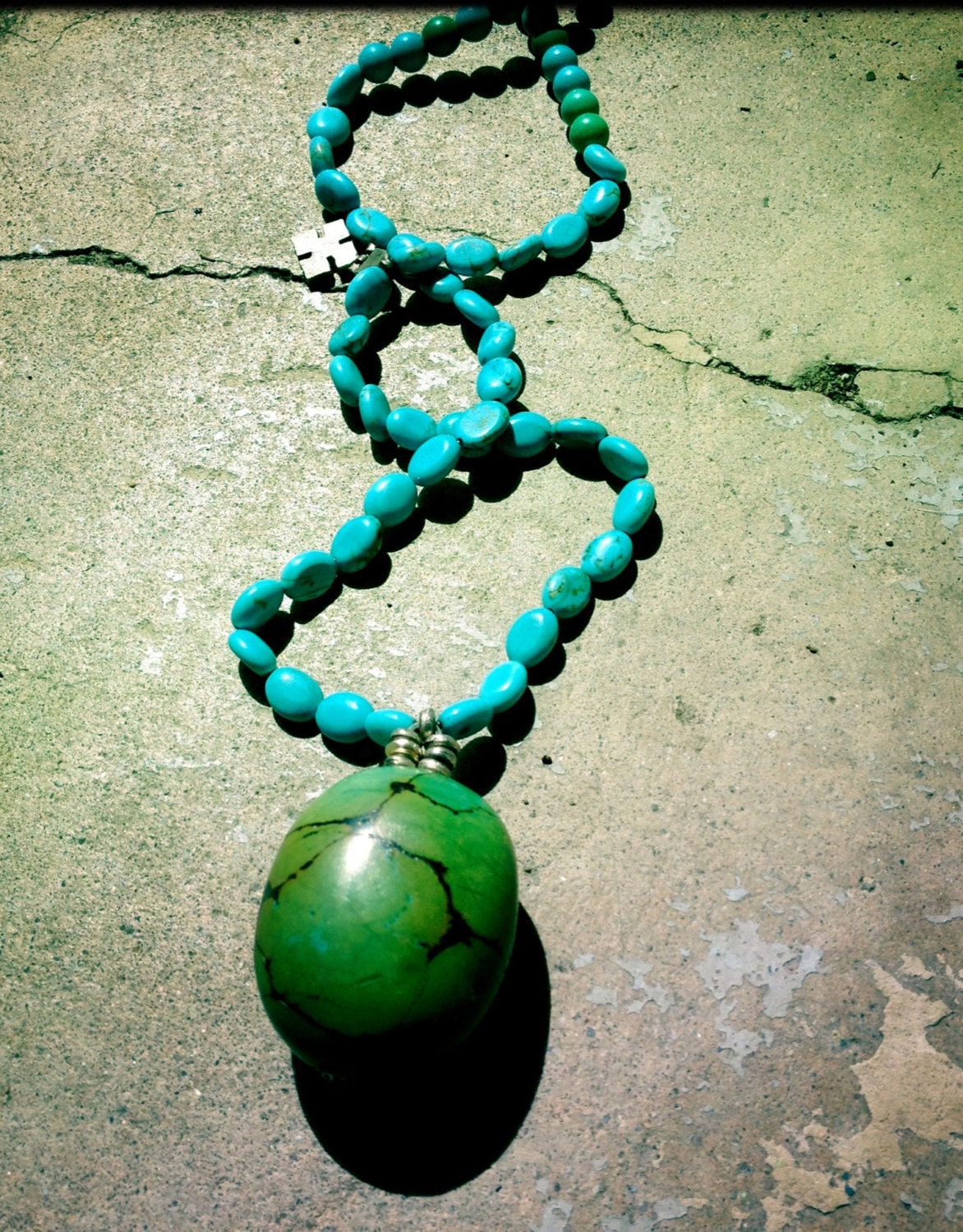 Rare green turquoise pendant turquoise beads