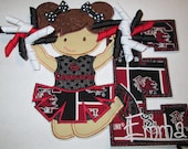 Iron On Applique - College Cheerleader with Initial