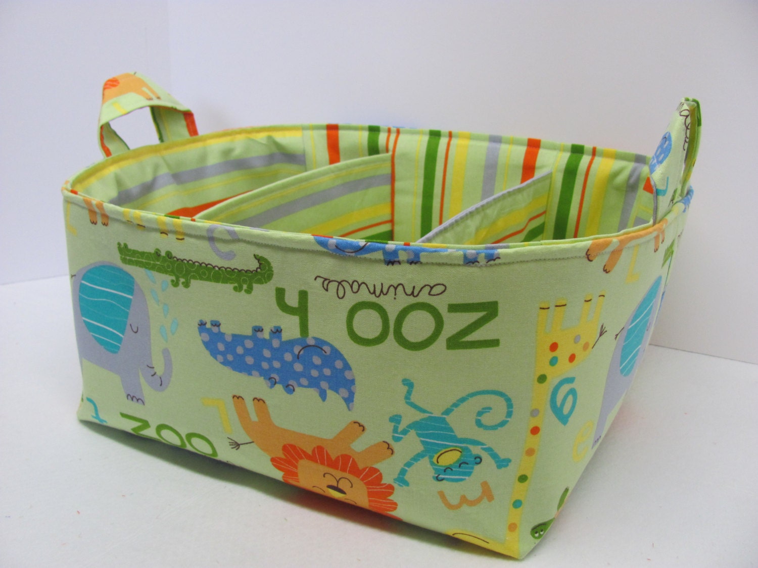 NEW Fabric Diaper Caddy - Fabric organizer storage bin basket - Perfect for your nursery - Zoo Animals