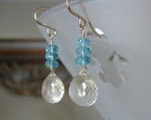 Scapolite Briolette Earrings with Apatite on Gold Earwires