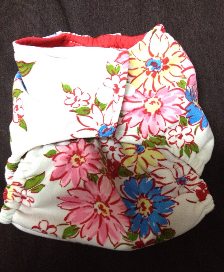 MamaBear BabyWear Swim Diaper, Diaper Cover One Size Fits All - Flower Garden Vintage Fabric
