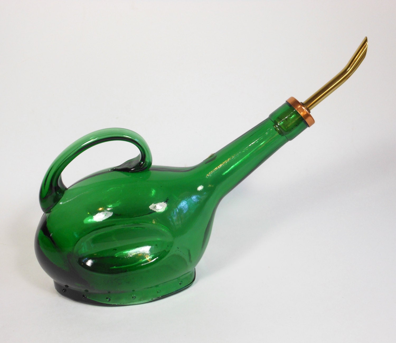 Vintage Bottle Emerald Green Decanter Wine Spout Cork Brevetto Retro Serving Italy PeachyChicBoutique on Etsy