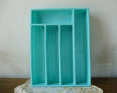 Vintage Aqua Divided Cutlery Tray