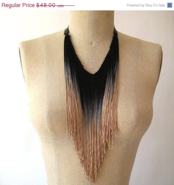 50% OFF SALE Jet Black Fringe Necklace