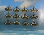 12 (Twelve) Charms with WINDOWS installed Flying Saucer Alien Abduction Extraterrestrial
