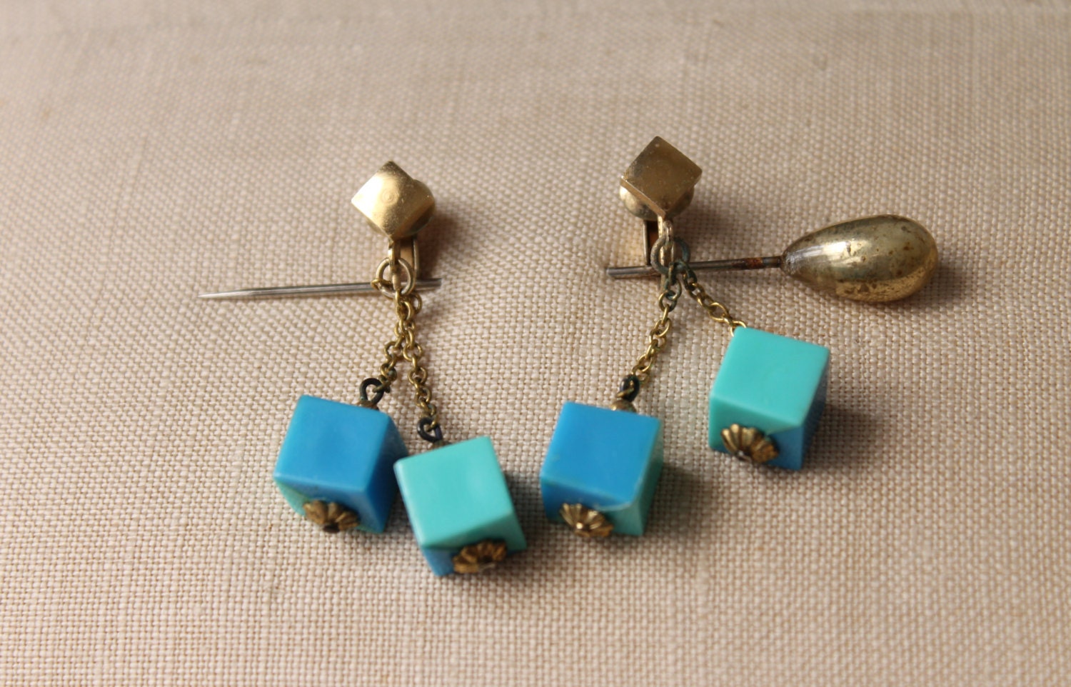 1960s Earrings / Dangle Earrings / Clip Backs / Clip Earrings / Cubist