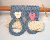 Kitchen Towel Holders. Cotton, towel rings, handmade, variety of colors, heart appliques, sturdy, home helper. Pick your 2pk.
