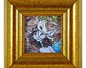 Small Gold Framed Print in Canvas Cloth of Original Art by Kevin King - Free Shipping