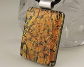 Cooper and Gold Pendant - Dichroic Fused Glass Pendant - Glass Jewelry - Fashion Accessories X7748