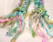 soft, colorful and curly handknit scarf  - faerie party
