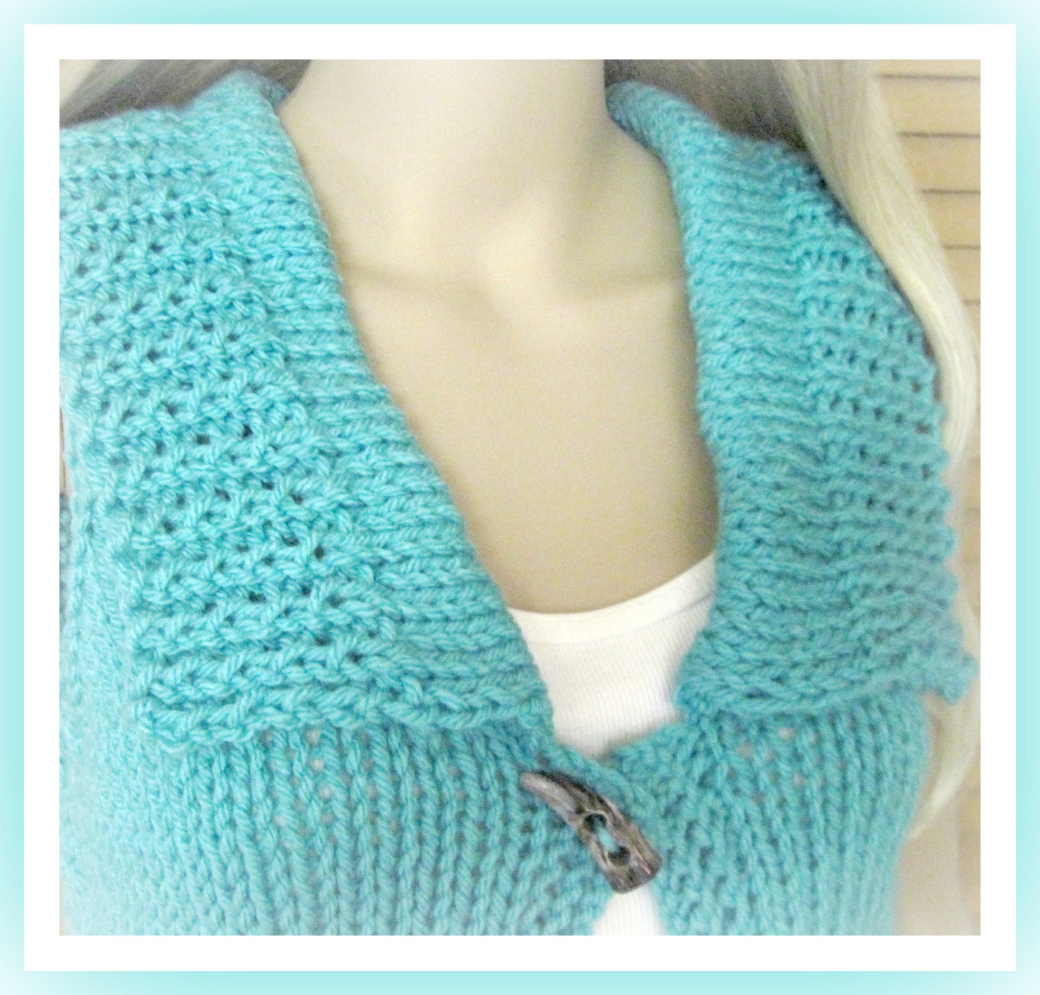 Big Collar Vest Teen to Adult  Knitting Pattern