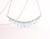 Blue Gemstone Necklace natural blue zircon stone spring weddings bridal necklace december birthday jewelry in sterling silver