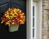 Large Bucket of Tulips, Bouquet of Flowers, Spring Tulips XXL, Front Door Decor Country French, Shabby Chic, Wreaths