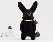 Felted brooch - black rabbit