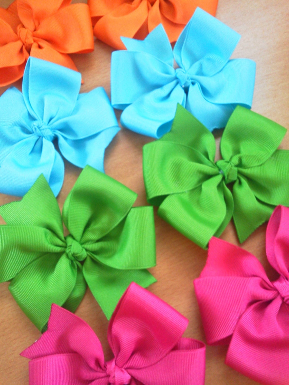 Lot of 3 PinWheel 4 inch Hairbows with Center Knot - Cute Spring Hair Bows