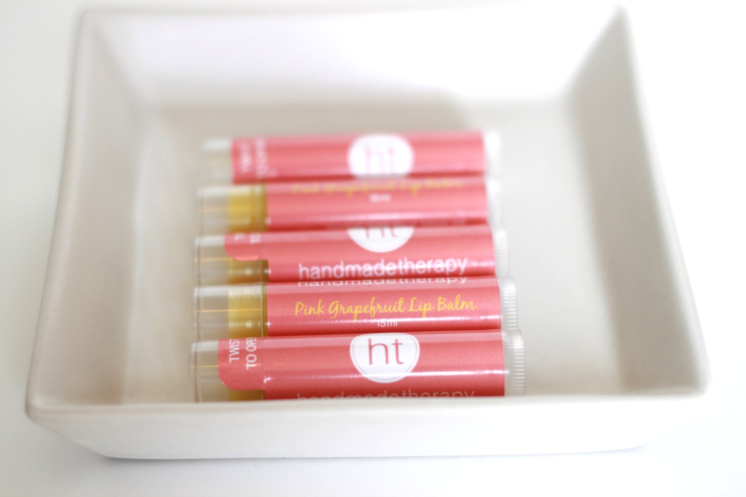Pink Grapefruit All Natural Lip Balm. Organic Lip Chap. One Tube. Local Beeswax.