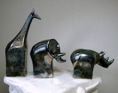 Lot of 3 Dansk Wild Animal Paperweights, Silverplated , Sweden, By Gunnar Cyren, Elephant, Giraffe, Rhino, Heavy