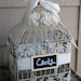 One MEDIUM Ivory Shabby Chic Bird Cage Card Holder - Ivory With Chalkboard Sign