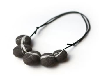 Felted Pebbles on Suede Necklace