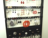 20 Ring Holder, Jewelry Holder, Ebony (Black), Oak, Wood, Hangs, 54-108 Pair Earring Display, 16 Peg Necklace Bracelet Holder, Ready To Ship
