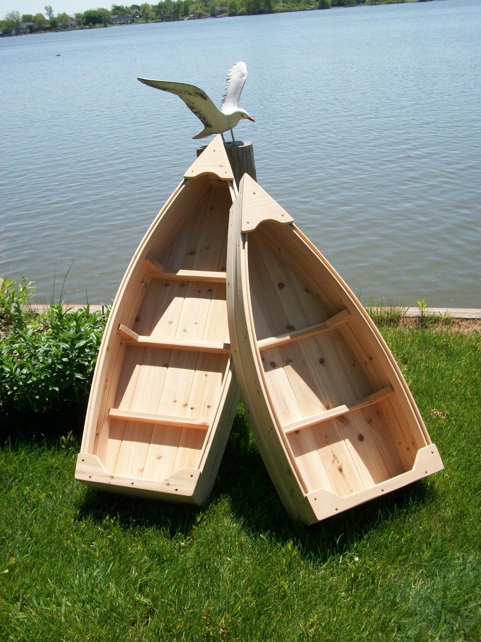 Nautical wooden outdoor landscape all cedar boat garden box planter lawn or yard ornament decoration