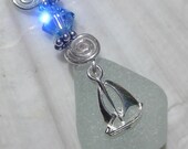 Sea Glass Necklace in  Seafoam Seaglass Pendant with Sailboat Charm