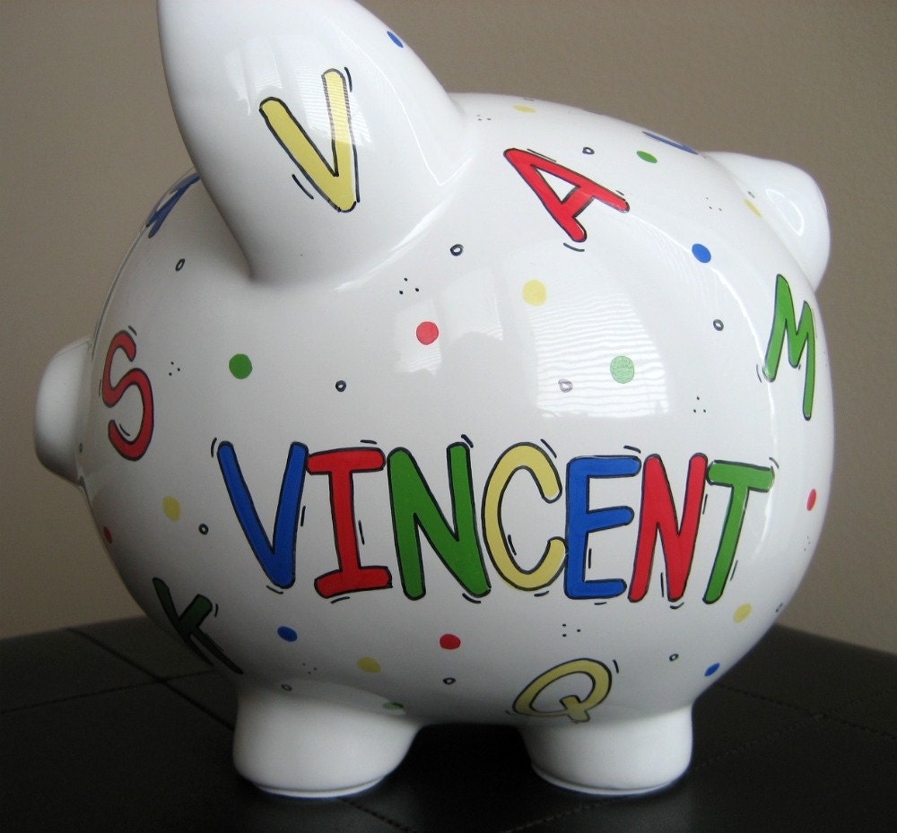 Large-Custom Personalized Piggy Bank-Alphabet