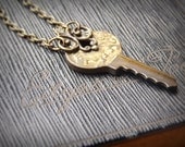 Master Key Necklace Steampunk Jewelry Vintage Recycled Key with Lion
