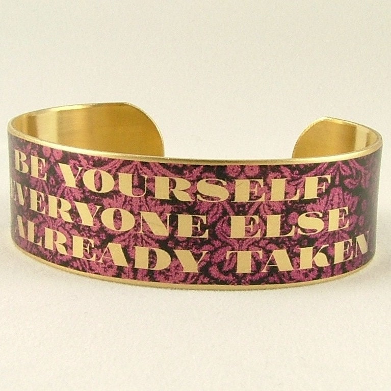 Oscar Wilde Bracelet - Literary Jewelry - Purple SLIM Cuff Bracelet - Be Yourself Everyone Else Is Already Taken