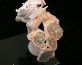 Dragon Bracelet - AB Crystals - White Pearl Dragon Jewelry - Fantasy Wedding