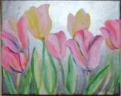 Original 8x10 Mini Tulip Painting by Jennifer Moreman