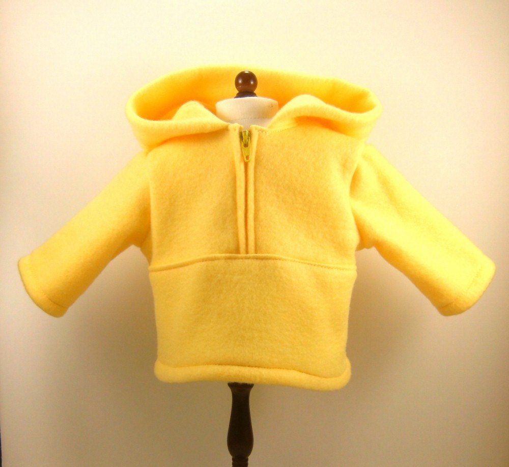 Made For American Girl Doll Clothes Hooded Zip Pullover Bright Yellow Polar Fleece
