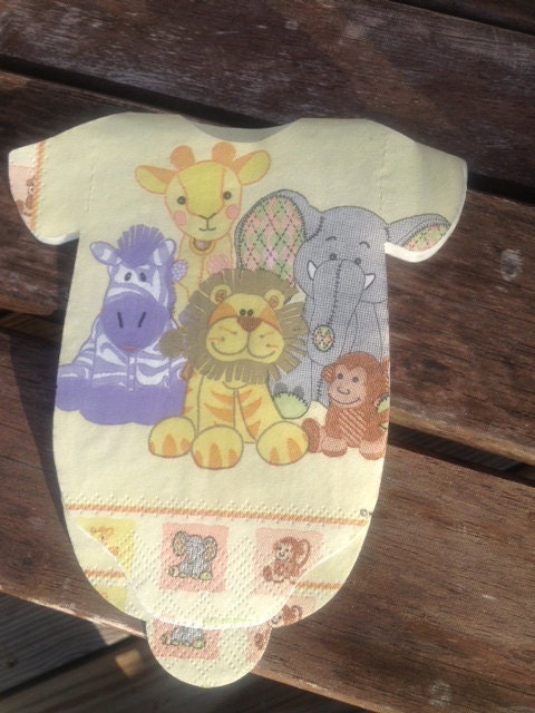 Set of 30 Baby shower onesie napkins and decoration with jungle safari animals. Il_170x135