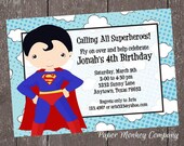 Superman Superhero Birthday Invitation - 1.00 each with envelope Il_170x135
