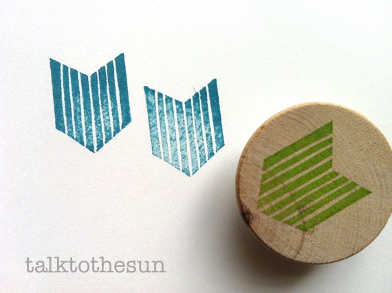 geometric rubber stamp - chevron rubber stamp - hand carved rubber stamp - hand carved stamp - mounted - no1 - READY TO SHIP - talktothesun