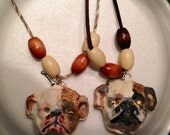 Custom Hand Molded and Painted Necklace or Pin of your Bulldog
