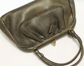 vintage 1960s Saber Brown Leather kelly hand bag purse retro mid century modern gift