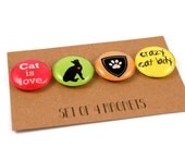 Magnets, Set of 4, Cat Themed