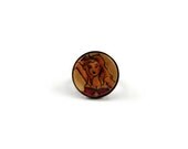 Adjustable Ring, Fabric Scraps, Glass, Busty Lady, Pinup