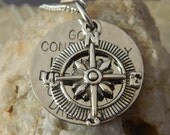 Go Confidently in the Direction of your Dreams with Compass Handstamped Necklace