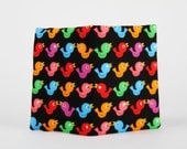 Card holder - Cute birdies on black